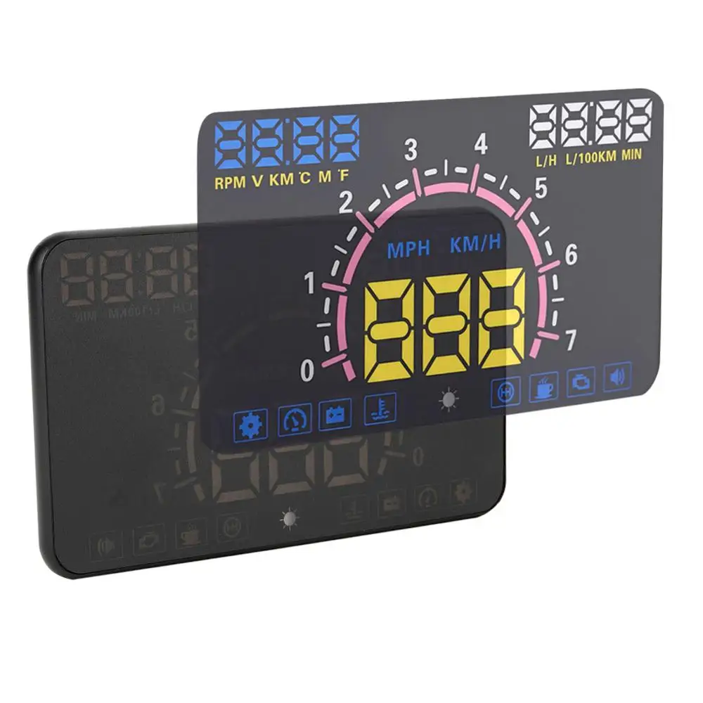 5," Автомобильный дисплей HUD с OBD2 и EUO BD интерфейсом Предупреждение о превышении скорости лобовое стекло проектор универсальная система