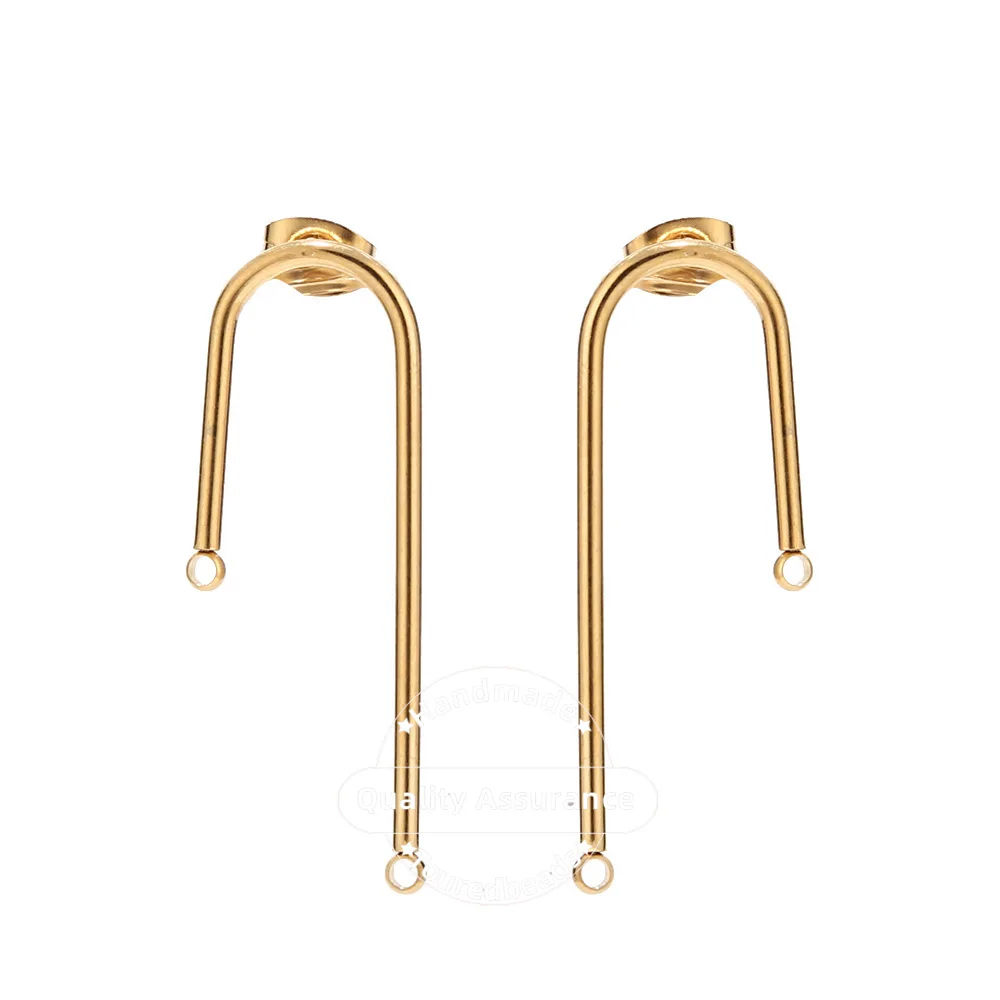 

10pcs Stainless Steel Gold U Design Stud Earring Posts Hypoallergenic DIY Earring Components For Earrings Making
