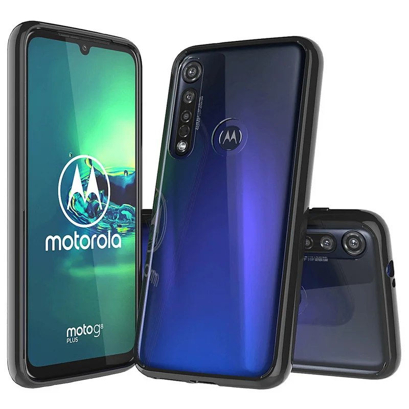 Для Moto G8 Plus чехол 6,3 ''Кристальный Гибридный Бампер прозрачная твердая акриловая задняя крышка для Motorola Moto G8 Plus Phne чехол s g 8 G8plus - Цвет: black