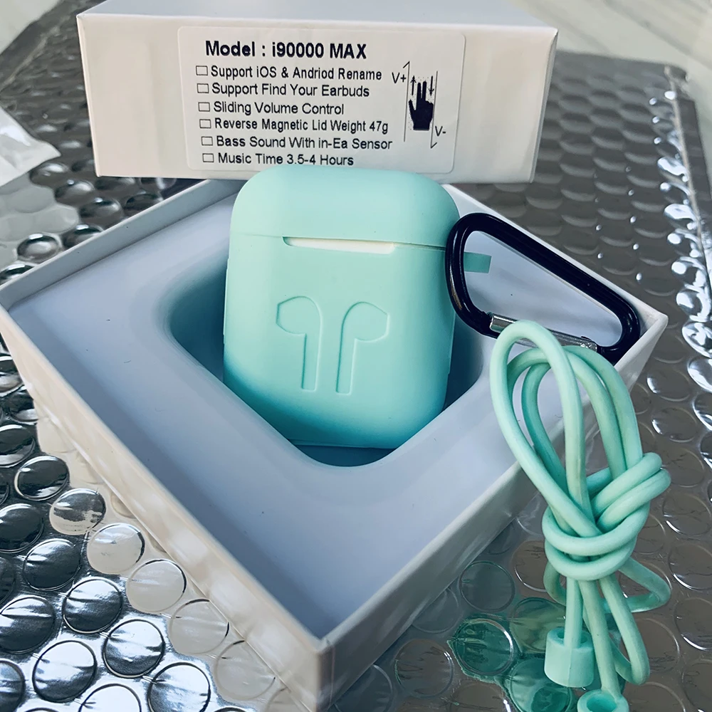 i90000MAX-green-kits I90000MAX TWS Arie 2, беспроводные наушники, 8D, супер бас, Bluetooth 5,0, наушники, раздвижные, регулировка громкости, наушники PK i5000 i9000tws - Color: i90000MAX-green-kits