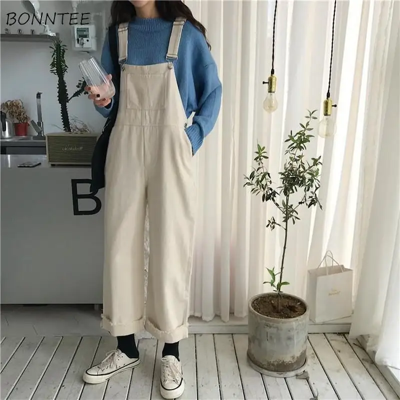 Jumpsuits Women Loose Solid Simple Ankle-length Streetwear Korean Style Chic Womens Trendy Casual Ulzzang Spring Autumn Overall Jumpsuits Women Loose Solid Simple Ankle-length Streetwear Korean Style Chic Womens Trendy Casual Ulzzang Spring Autumn Overall