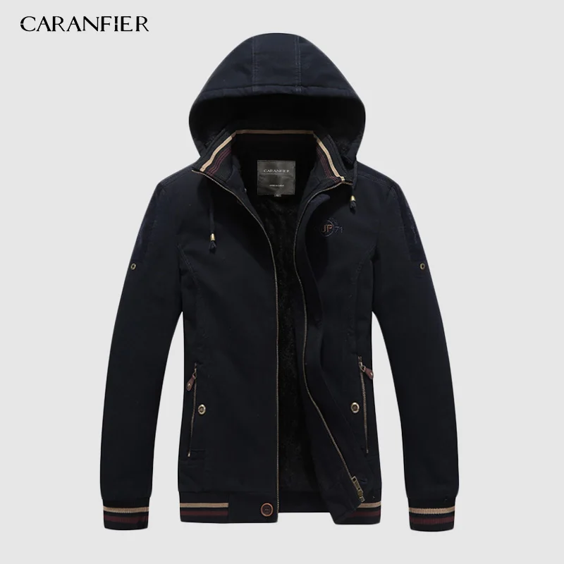 CARANFIER Для мужчин внутренняя флис толстый зимний Теплая зимняя кофта пальто для мальчиков с капюшоном ватные куртки парки женский жакет мужские топы