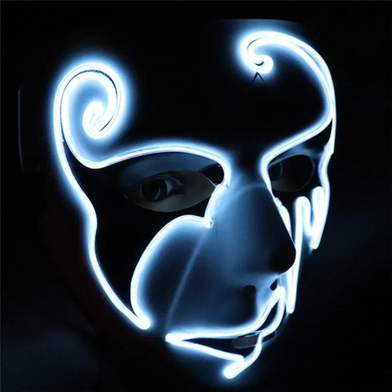 Mask halloween Party Sound Reactive LED Mask Dance Rave Light Up Adjustable Mask Rave Adults maskeren dropshipping S18#N (16)