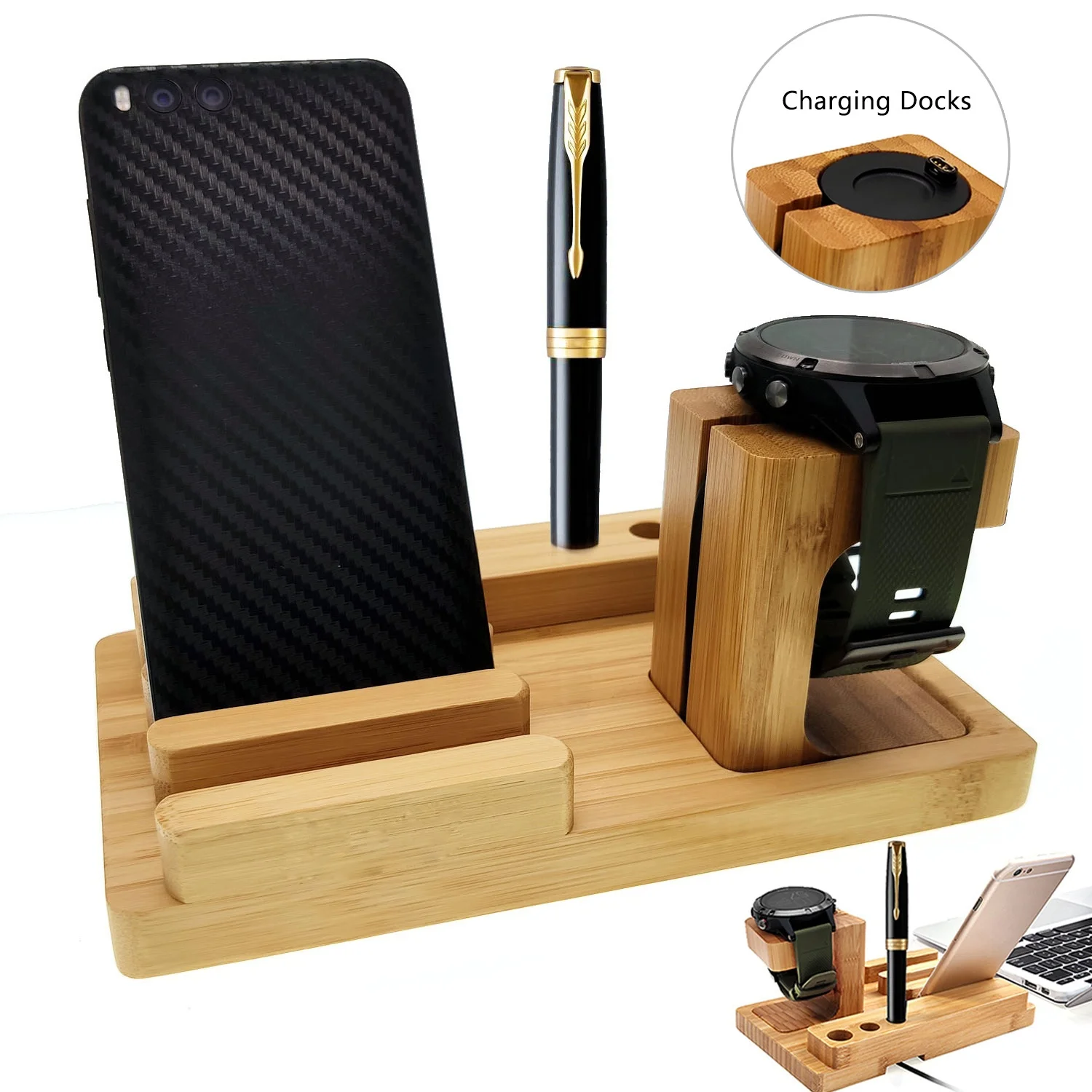 Fenix 6 Bamboo Wood Fenix Charger Charing Dock Holder For Garmin Fenix 5/5x/ 5s/desk Station Organizer With Charing Cable - Smart Accessories -  AliExpress
