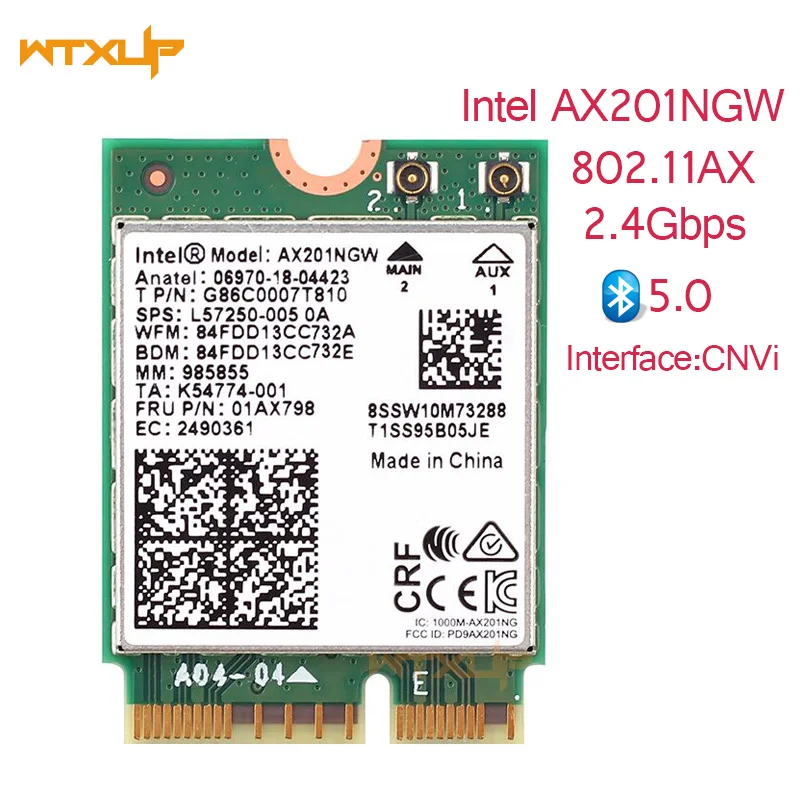 Wi-Fi 6 Intel AX201 Bluetooth 5,0 двухдиапазонный 2,4G/5G беспроводной NGFF CNVi Wifi карта AX201NGW 802.11ac/ax 2,4 Гбит/с