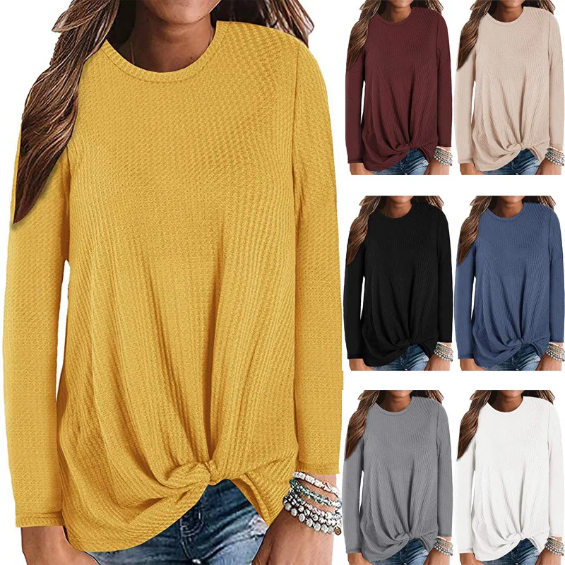 

Fashion T-shirt tops autumn and winter long-sleeved casual knit tops loose T-shirt tops women