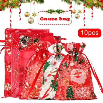 

Drawstring Christmas Gift Bags Christmas Cartoon Pattern Bronzing Drawstring Pouch HFing