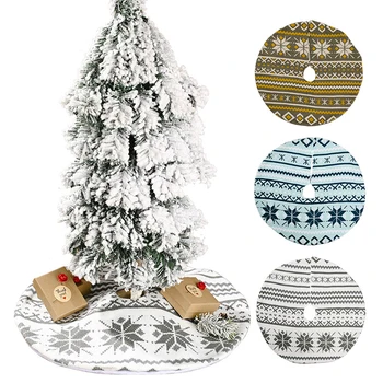 

1PCS Knitted Christmas Tree Skirts Fur Carpet Merry Christmas Decoration for Home Tree Skirts New Year Decoration