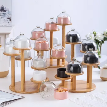 

Ceramic bread bowl hotel salad ice cream bowl pudding bowl dessert dish with rotating bamboo rack