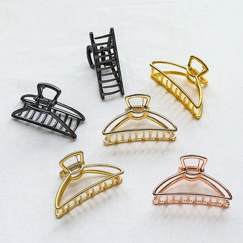 

Women Geometric Hair Claw Solid Color Hair Crab Retro Moon Shape Hair Clips Make UP Hair Accessories Small/Large Size Hairpin