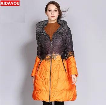 

Winter Women Collection Down Coat Ladie Winter Jacket Below Knee Length Warm Coat With Hood Protect