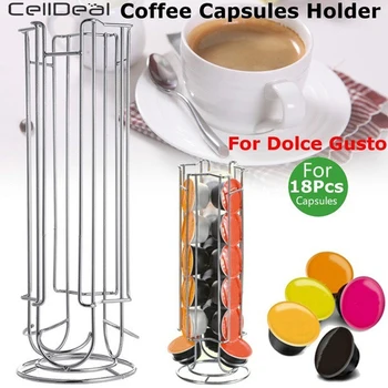 

CellDeal 18 Capsule Coffee Pod Holder Dispenser Coffee Capsules Dispensing Tower Stand Fits Dolce Gusto Capsule Storage Shelf