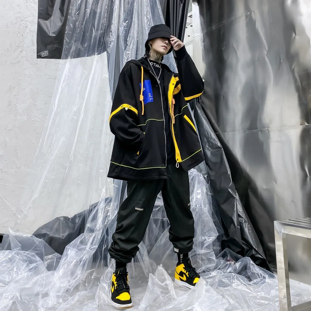 Новые мужские толстовки Harajuk, большие размеры, хип-хоп ветровка, толстовка, модная куртка