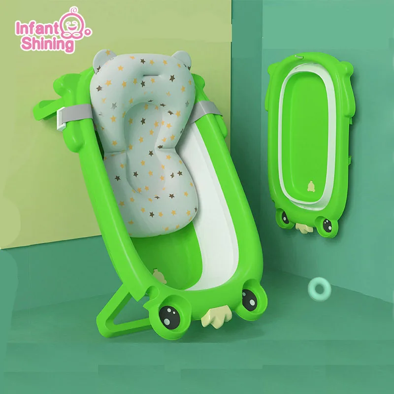 Bañera de bebé brillante, bañera de seguridad para recién nacidos, 0-3 años, plegable