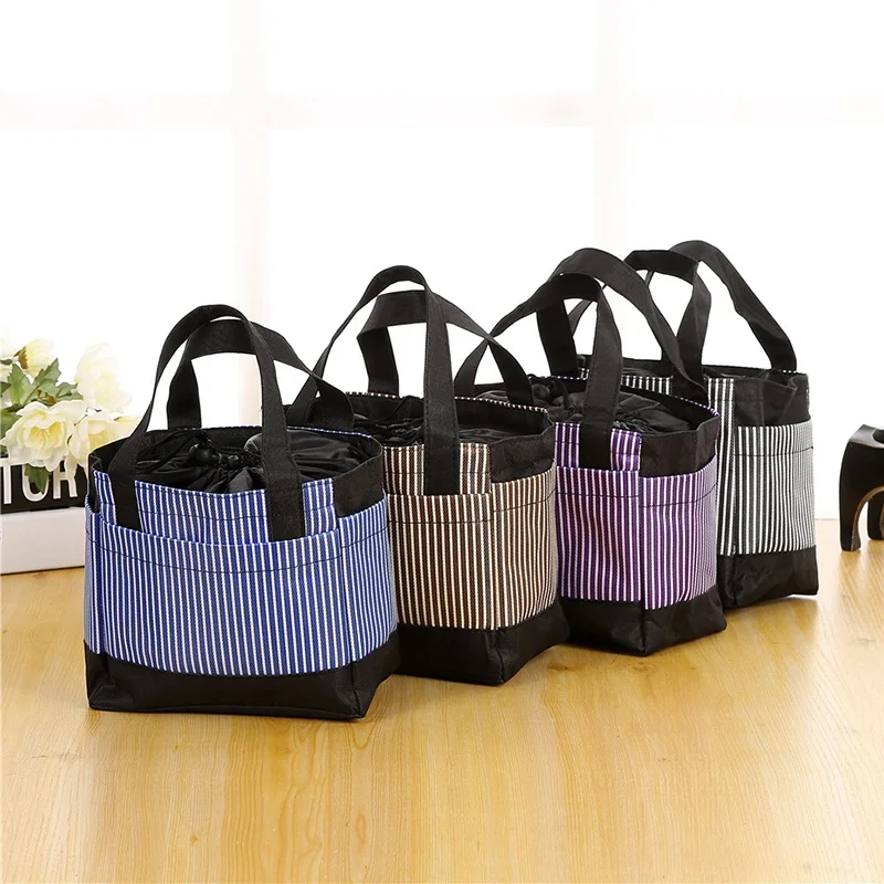 New Oxford Lunch Bags Drawstring Baby Bottle Thermal Bag Striped Students Kids Food Insulation Bags Home Picnic Tote Thermo