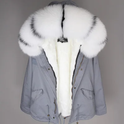 Модное новое пальто с натуральным мехом, короткое пальто с воротником из искусственного меха, Зимняя Толстая теплая куртка, Женская S-7XL парка - Цвет: 12