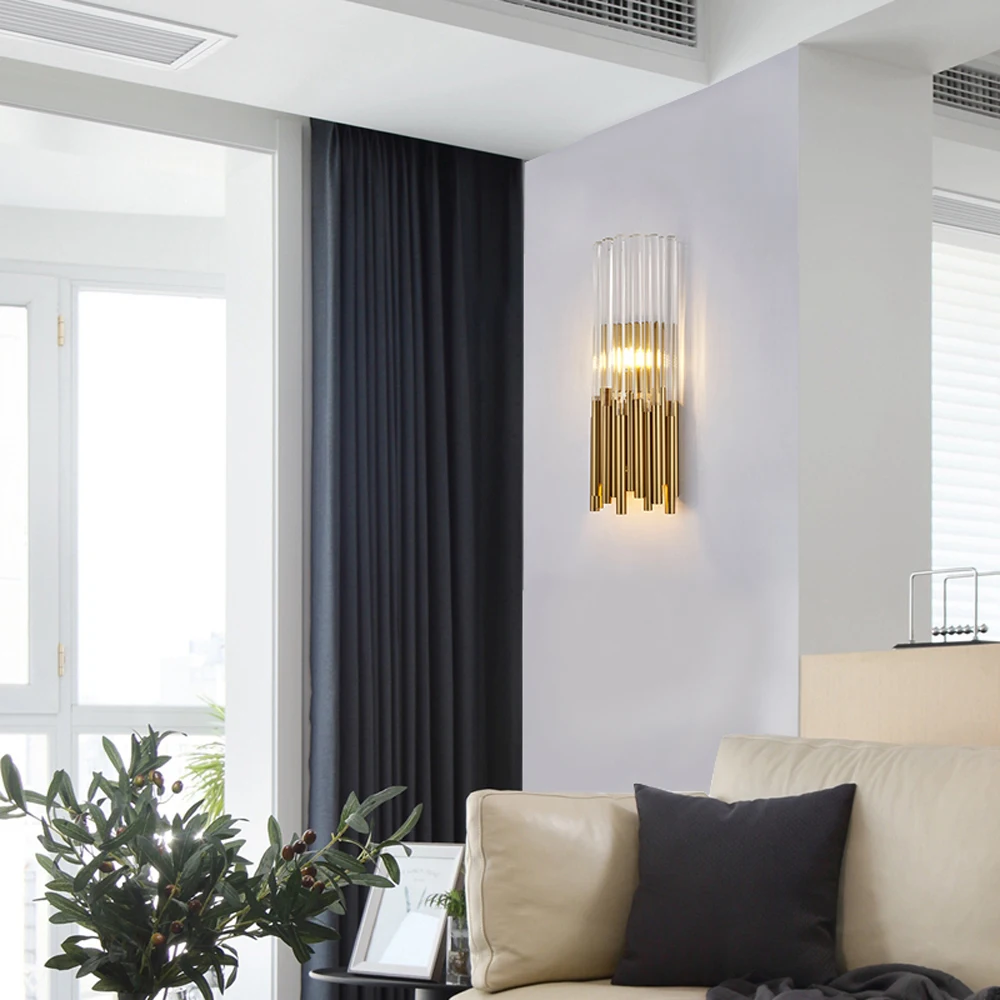 Современные Стеклянные Настенные светильники Золотой wandlamp Dia18* H45cm светодиодный настенный светильник для дома