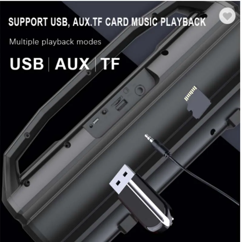 Portable Bluetooth Speakers Powerful Column Home Theater Bass With Mic FM Radio TF Music Center System Wireless Stereo Subwoofer Portable Bluetooth Speaker