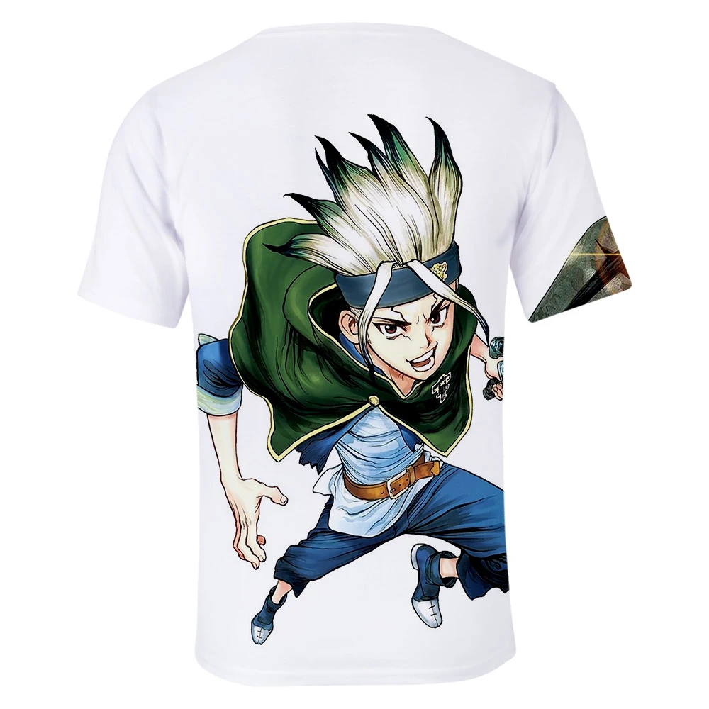 Популярная модная футболка для мальчиков и девочек dr. stone, подходящая для мужчин и женщин, летняя футболка с 3D принтом, футболки с 3D принтом, топы с короткими рукавами, пуловер