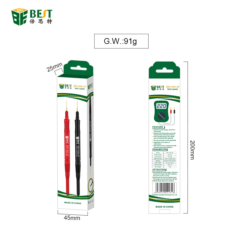 BST-050-JP CAT III 2000V 20A Thin Superconducting Probe Multimeter Test Leads For High Precision Components Testing multimeter test leads