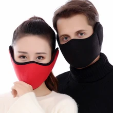 2 в 1 унисекс рот муфельные хлопковые наушники маски Зимние Модные мужские и женские уличные теплые ветрозащитные полумаски