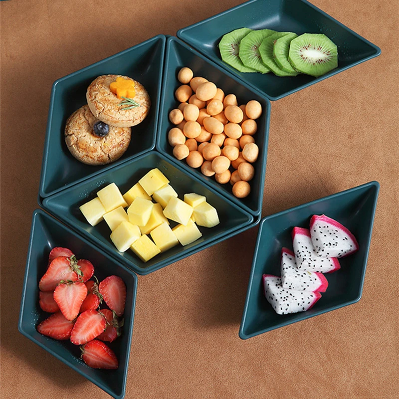 Creative Wheat Straw Plates Unbreakable Dinner Plates Polygon Plate Food Fruit Snack Flavor Plate Dishwasher Microwave Safe