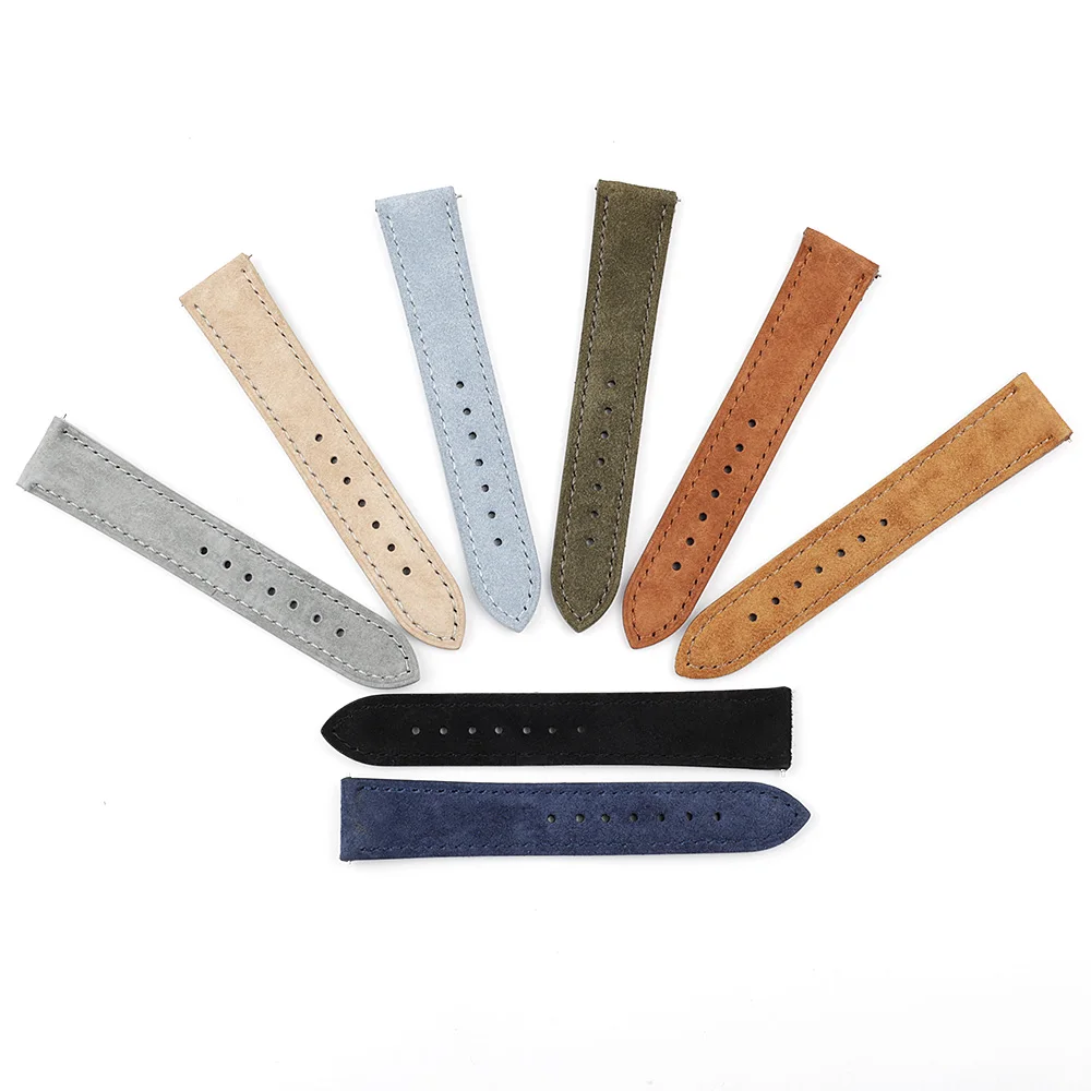 Soft Suede Leather Watch Band 18mm 19mm 20mm 22mm 24mm Blue Watch Straps Stainless Steel Buckle Watch Accessories Soft Suede Leather Watch Band 18mm 19mm 20mm 22mm 24mm Blue Watch Straps Stainless Steel Buckle Watch Accessories