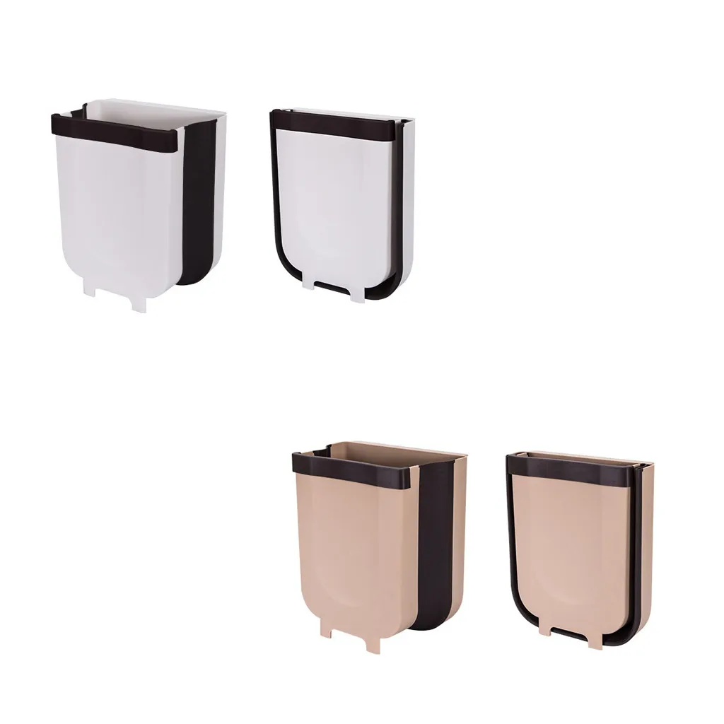 Wast bin Wall Mounted Folding Waste Bin Kitchen Cabinet Door Hanging Trash Bin d91019