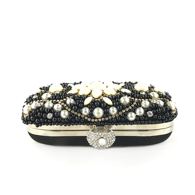 Luxy Moon Black Beads Evening Crossbody Bag Top View