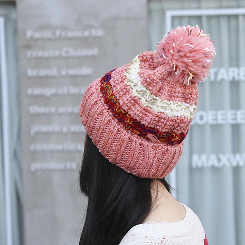 Зимние вязаные шапки бини женские толстые теплые шапочки Skullies шапка женская вязаная шапка с буквенным принтом шапочки уличные наборы для езды на велосипеде