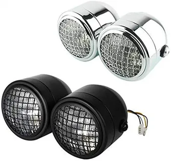 

Motorcycle Grill Twin Headlight Motorcycle Double Dual Lamp r Chopper For Harley Dyna 883 Honda Yamaha R1 Suzuki