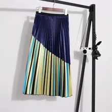 Длинная юбка Женская Весенняя Высокая талия ниша клетчатая прошитая юбка слово Готическая Праздничная Повседневная плиссированная богемная юбка