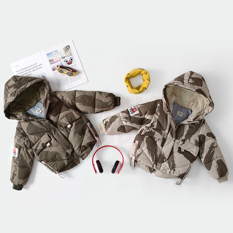 INPEPNOW Camouflage Children's Down Jacket for Girls Keep Warm Outwear& Coat Winter Fashion Overall for Boy Winter Coat