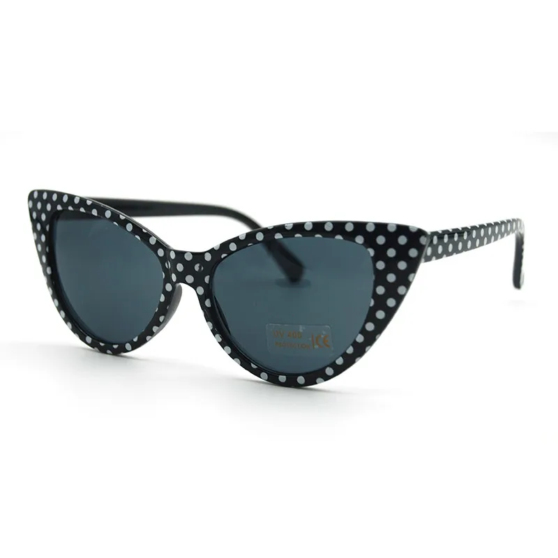 Vazrobe  vintage cat'eye sun glasses for woman female red cat eye sunglasses women dot shades red white black support wholesale big sunglasses