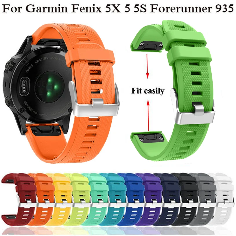 

26 22 20mm Watchband Strap for Garmin Fenix 6x 6 6S 5X 5 5S Plus 3 3HR D2 S60 GPS Silicone Strap with Quick Release Wrist Band