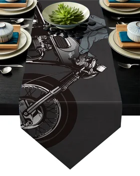 

Motorcycle Skull Boy Table Runner Table Flag Home Party Decorative Tablecloth Table Runners for Wedding