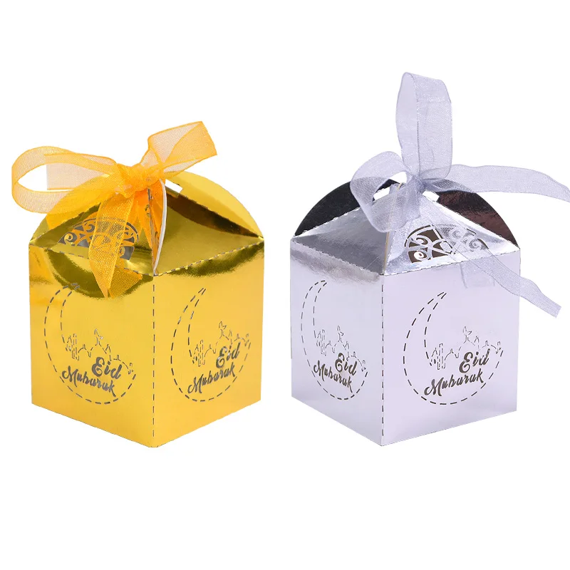 20 шт. Золотой ИД Мубарак коробка для конфет Подарочная коробка DIY бумажные подарочные коробки счастливый исламский аль-Фитр ИД Рамадан Декор вечерние принадлежности