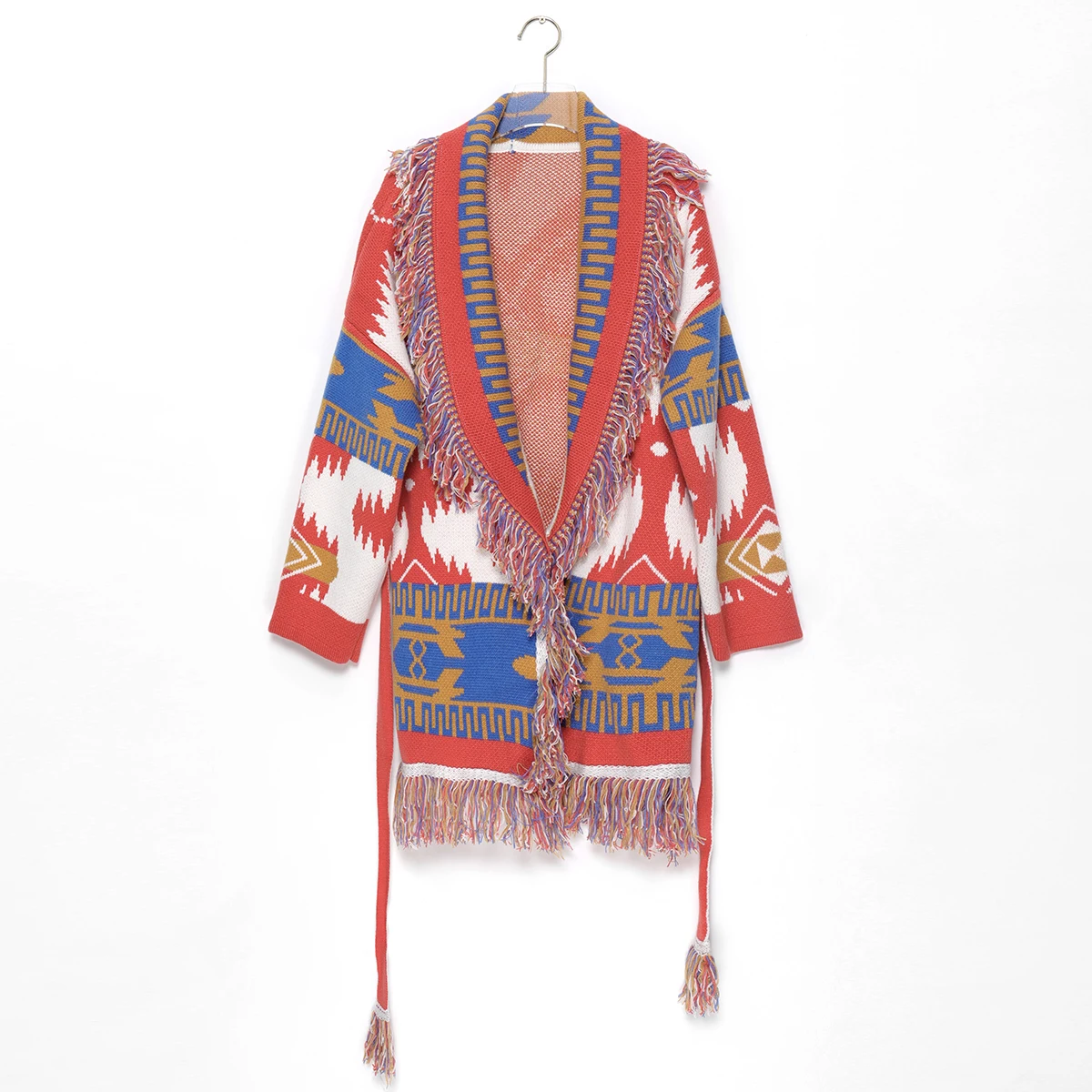 Jastie Bohemian Jacquard Tassel Cashmere Sweater