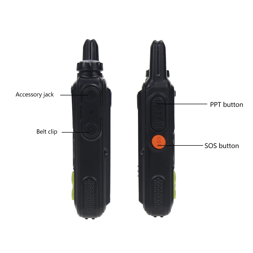2Pcs Baofeng BF T1Mini Walkie Talkie Ultra Thin CB Two Way Radio UHF 20CH Flashlight Handheld 3
