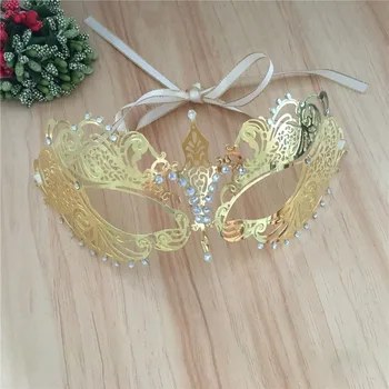 

Blue Rhinestone metal Eye Mask Party Masks For Masquerade Halloween Venise Costumes Carnival Mask For Anonymous Mask decorate