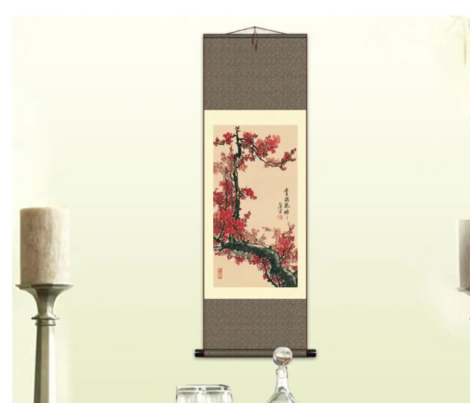 Chinese Silk Scroll Painting Gongbi Lucky Bamboo Portraits Home Decoration 