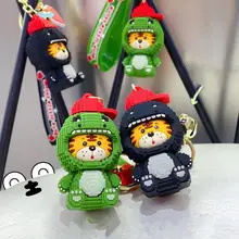 

Lovely Tiger Keyring Corrosion Resistant Anti-oxidation Special Collections Building Blocks Tiger Doll Pendant for Decor