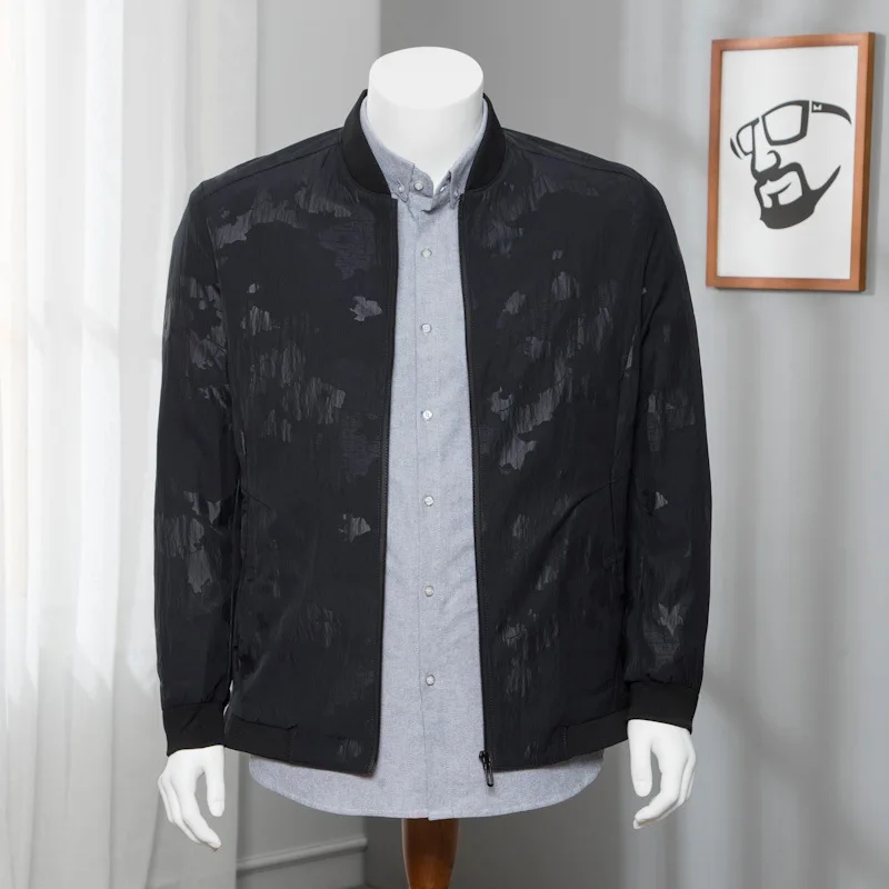 

Leisure Jacket Shirt Men's Wear Coat Plus Fat plus Size Loose Fat Baseball Collar Spuerpang