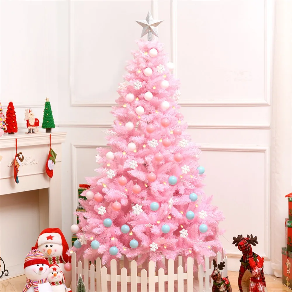 1.2M Cherry Blossom Pink Christmas Tree Decoration Deluxe Encrypted Christmas Tree Gifts with LED Lights Colorful Ball Decor