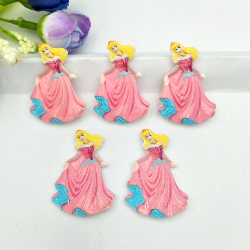 10pcs new Flat back resin princess Children send hair clips Miniature Pattern Applique DIY Home Decor Scrapbook Craft - Цвет: Розовый