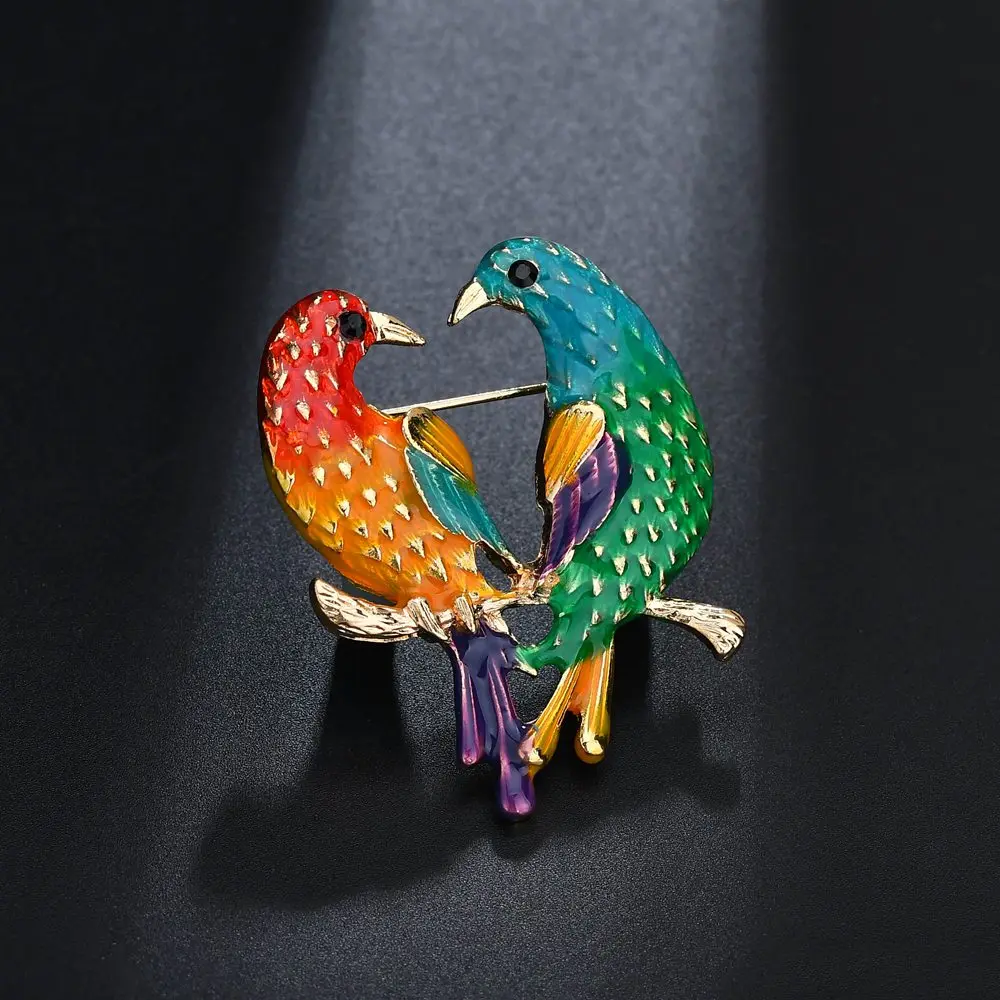 Terreau Кэти ручной работы милые птицы Попугай булавка броши для женщин Эмаль Булавка Кристалл животное брошь в форме Совы ювелирные изделия на год подарки - Окраска металла: b463