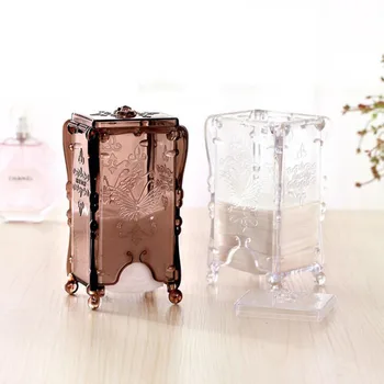 

Cotton Pad Storage Box Transparent Plastic Box Makeup Organizer Desktop Multi-function Cotton Swab Storage Box with Cover