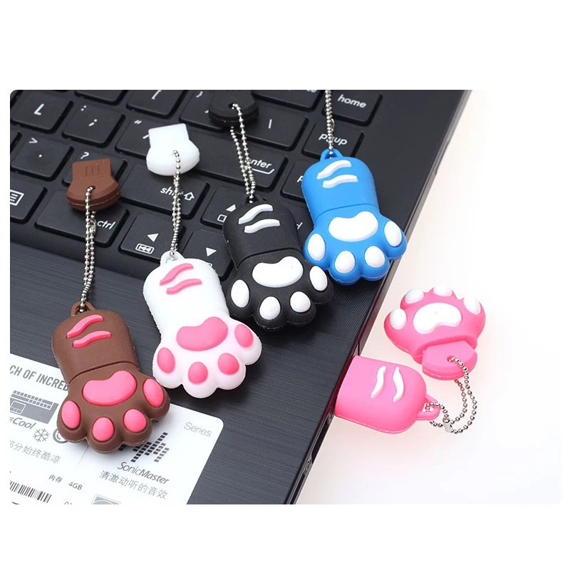 USB флеш-накопители с изображением кошачьей лапы, 64 ГБ, милые флешки, 4 ГБ, 8 ГБ, 16 ГБ, 32 ГБ, флешка с милыми животными, 128 ГБ, 256 ГБ, подарки