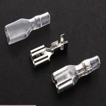 

50pcs Female Spade Connector 6.3mm Crimp Terminal with Insulating Sleeves For Terminals 18-12AWG