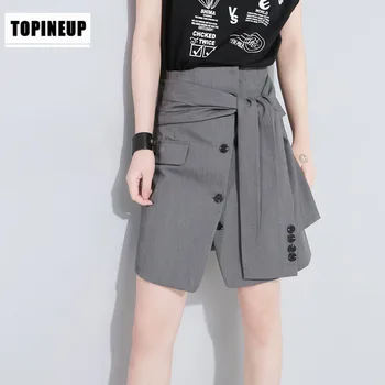 

e422020 New Design Summer Popular Irregular Strap High Waist Skirt Solid Color Korean Dress Harajuku Style Was Thin A Word Skirt